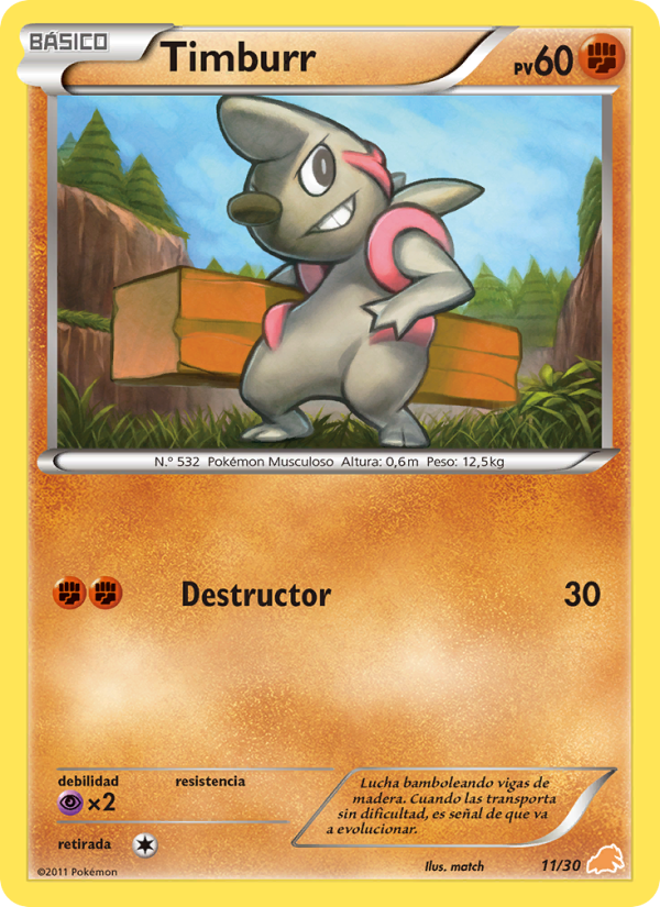 Timburr 11 — Kit de Entrenador BW (Excadrill) (Spanish Pokémon TCG card)