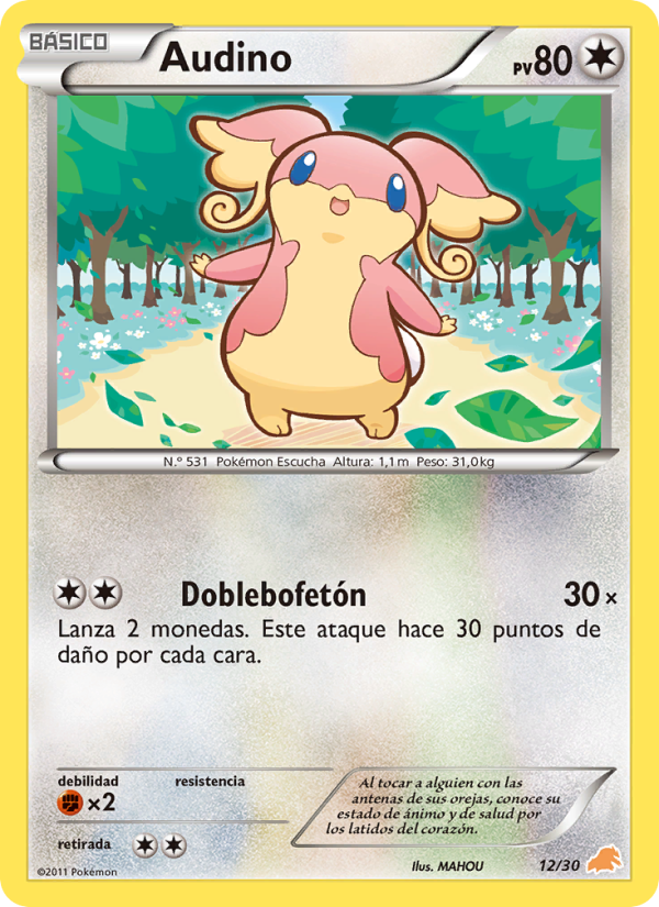 Audino 12 — Kit de Entrenador BW (Excadrill) (Spanish Pokémon TCG card)