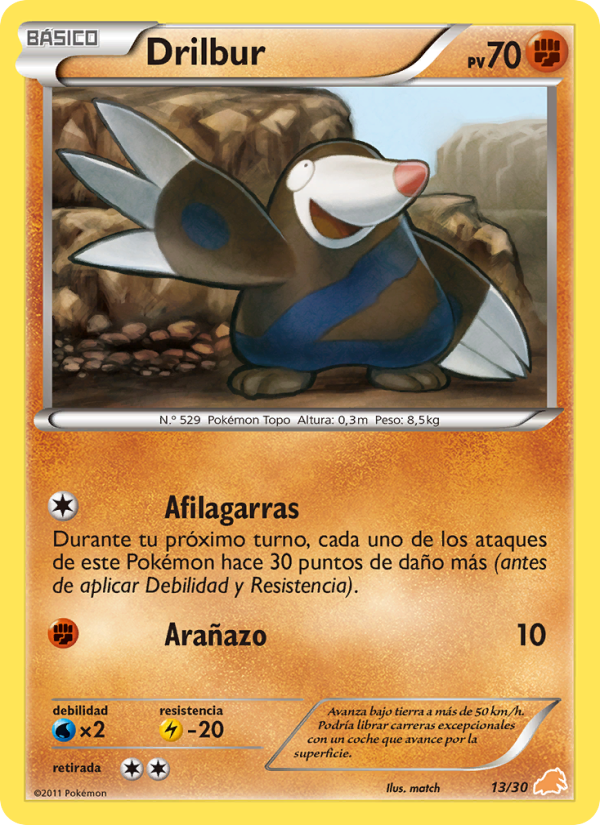 Drilbur 13 — Kit de Entrenador BW (Excadrill) (Spanish Pokémon TCG card)