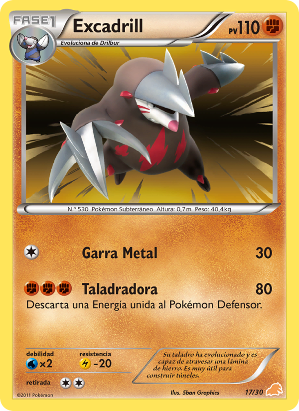 Excadrill 17 — Kit de Entrenador BW (Excadrill) (Spanish Pokémon TCG card)
