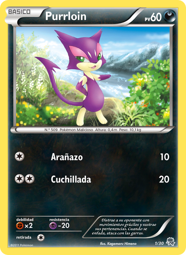 Purrloin 1 — Kit de Entrenador XY (Pikachu Enmascarada) (Spanish Pokémon TCG card)