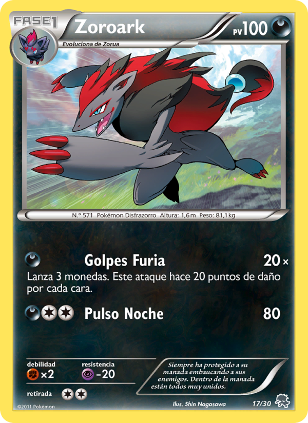 Zoroark 17 — Kit de Entrenador XY (Pikachu Enmascarada) (Spanish Pokémon TCG card)
