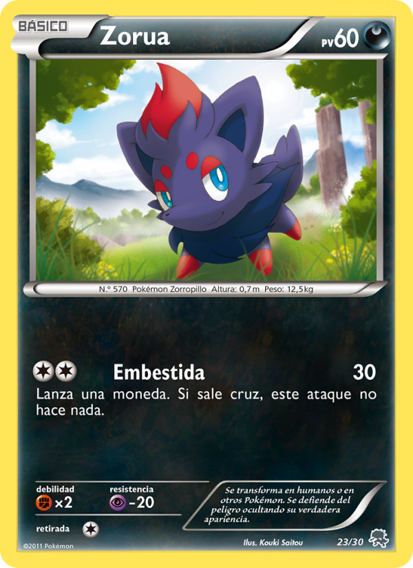 Zorua 23 — Kit de Entrenador XY (Pikachu Enmascarada) (Spanish Pokémon TCG card)