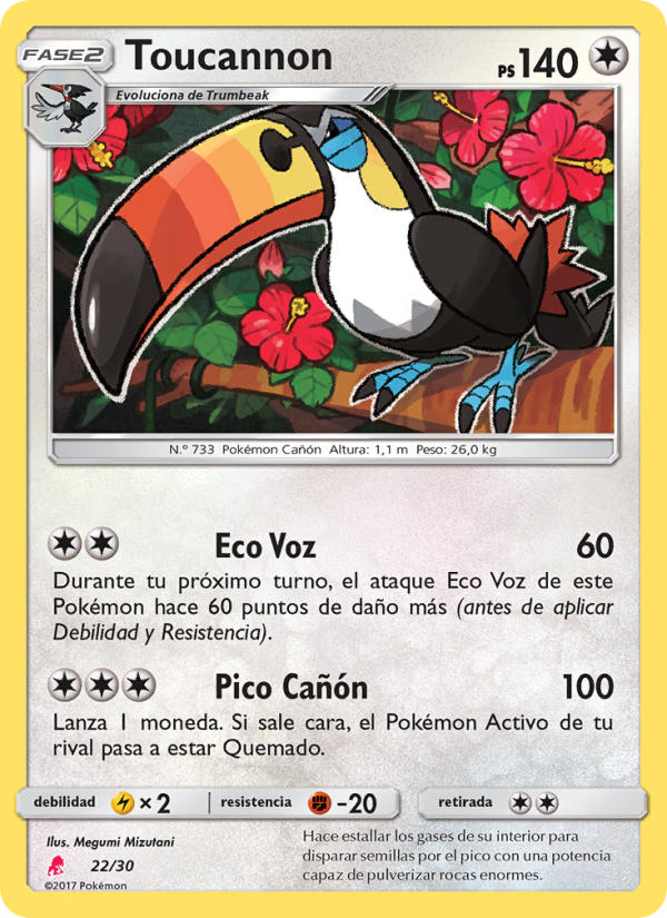 Toucannon 22 — Kit de Entrenador Sol y Luna (Lycanroc) (Spanish Pokémon TCG card)