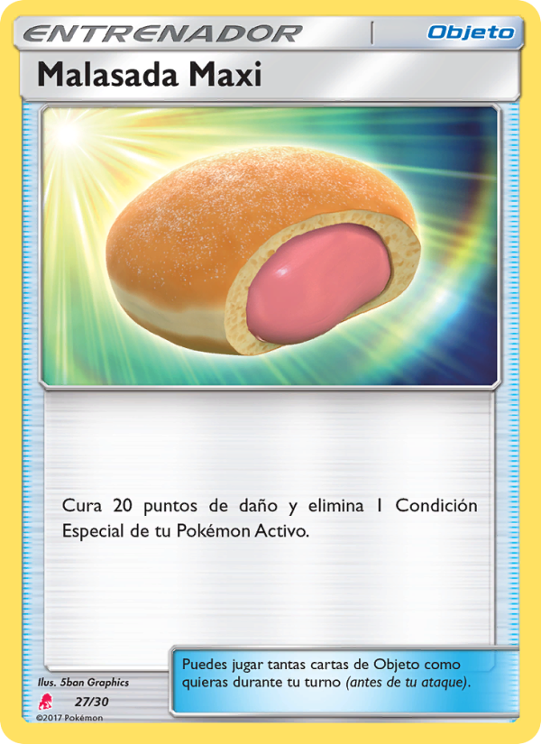 Malasada Maxi 27 — Kit de Entrenador Sol y Luna (Lycanroc) (Spanish Pokémon TCG card)