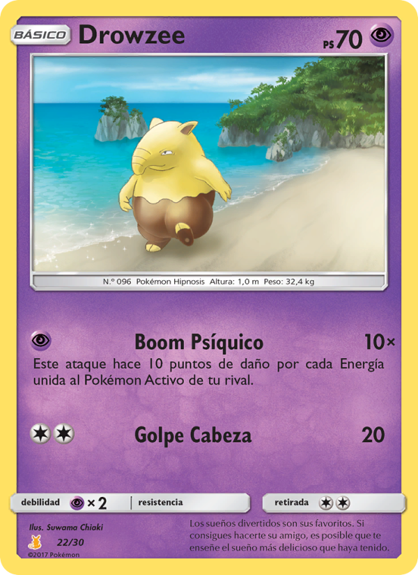 Drowzee 22 — Kit de Entrenador Sol y Luna (Raichu de Alola) (Spanish Pokémon TCG card)