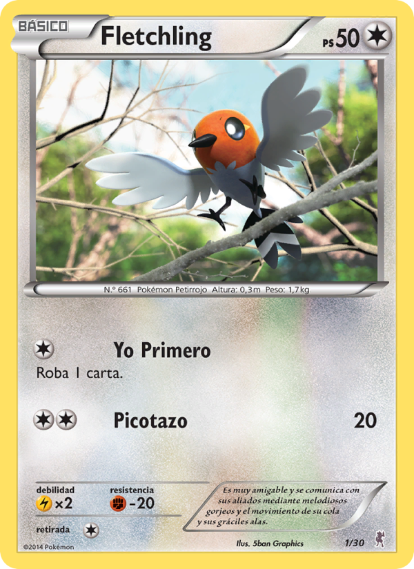 Fletchling 1 — Kit de Entrenador XY (Bisharp) (Spanish Pokémon TCG card)