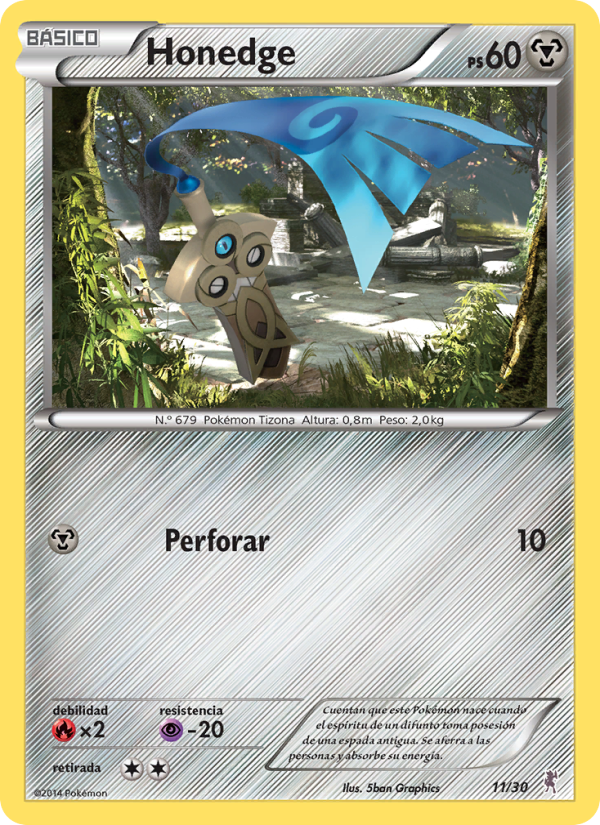 Honedge 11 — Kit de Entrenador XY (Bisharp) (Spanish Pokémon TCG card)