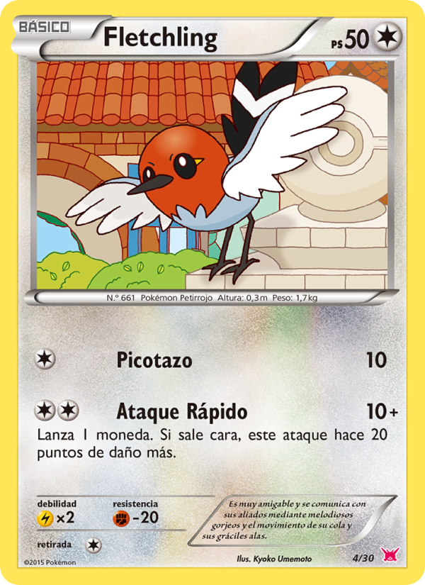Fletchling 4 — Kit de Entrenador XY (Latias) (Spanish Pokémon TCG card)