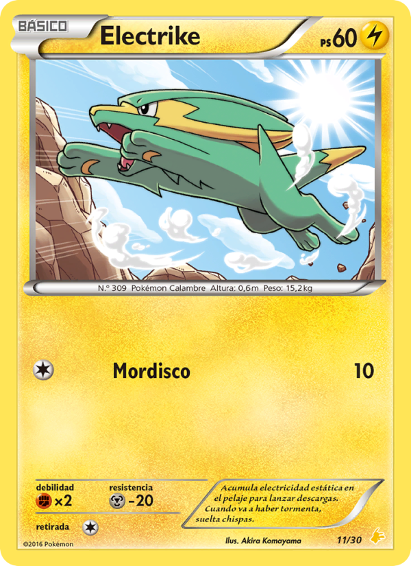 Electrike 11 — Kit de Entrenador XY (Pikachu Enmascarada) (Spanish Pokémon TCG card)
