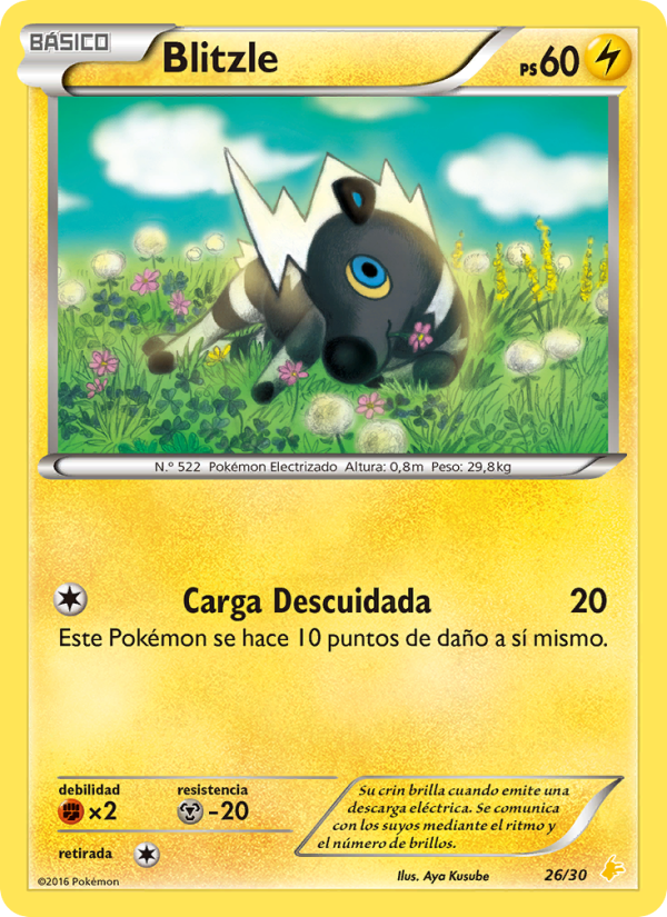 Blitzle 26 — Kit de Entrenador XY (Pikachu Enmascarada) (Spanish Pokémon TCG card)