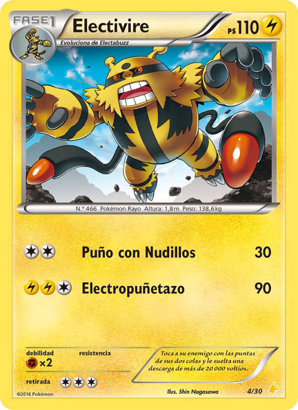 Electivire 4 — Kit de Entrenador XY (Pikachu Enmascarada) (Spanish Pokémon TCG card)
