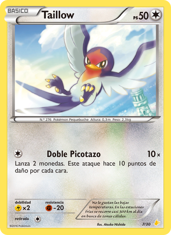 Taillow 7 — Kit de Entrenador XY (Pikachu Enmascarada) (Spanish Pokémon TCG card)