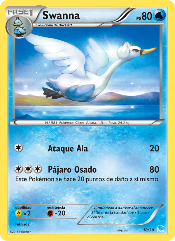 Swanna 18 — Kit de Entrenador XY (Suicune) (Spanish Pokémon TCG card)