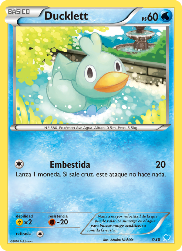 Ducklett 7 — Kit de Entrenador XY (Suicune) (Spanish Pokémon TCG card)