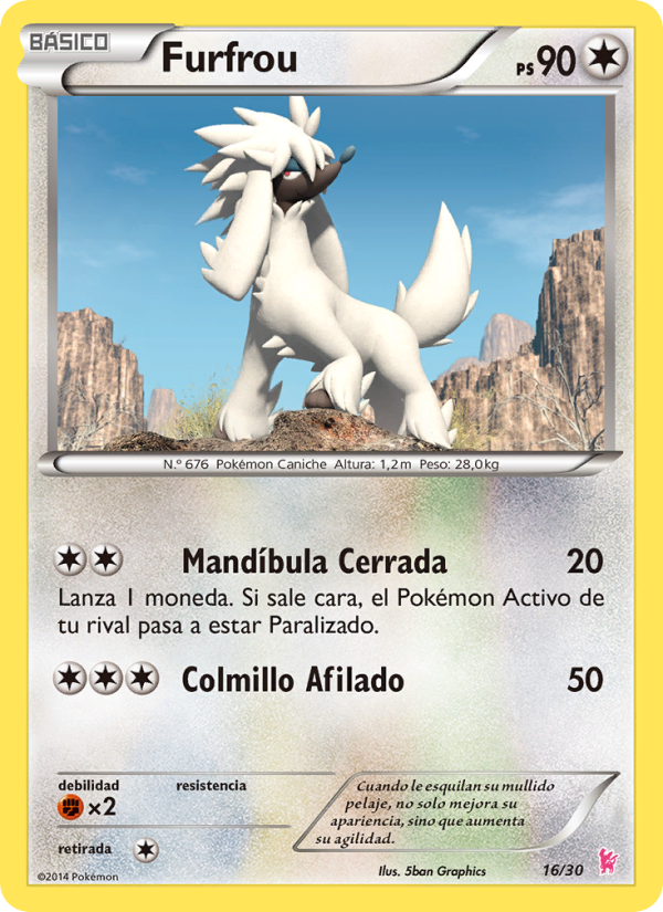 Furfrou 16 — Kit de Entrenador XY (Pikachu Enmascarada) (Spanish Pokémon TCG card)