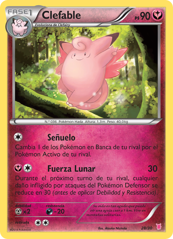 Clefable 28 — Kit de Entrenador XY (Wigglytuff) (Spanish Pokémon TCG card)