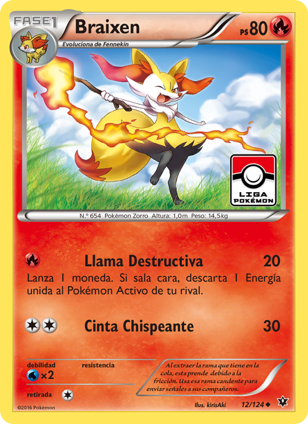 Braixen 12 — Destinos Enfrentados (Spanish Pokémon TCG card)