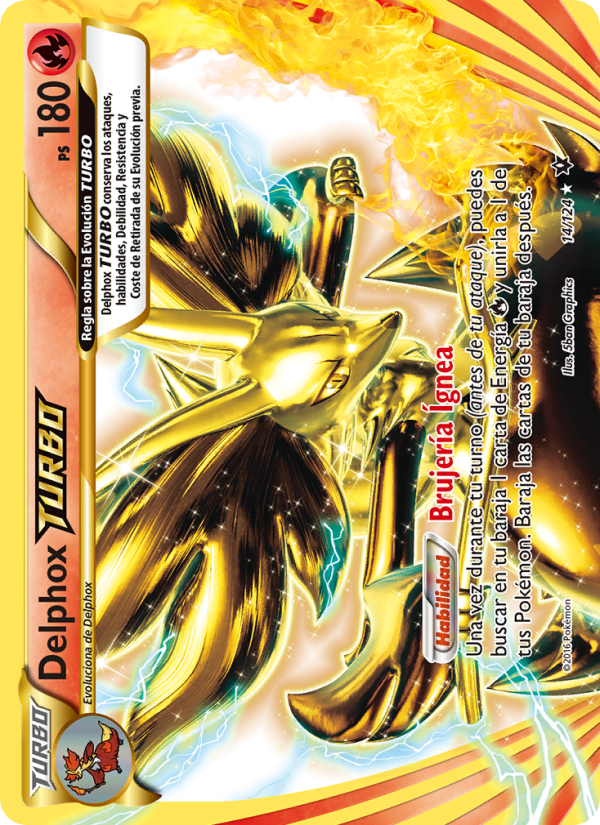 Delphox TURBO 14 — Destinos Enfrentados (Spanish Pokémon TCG card)