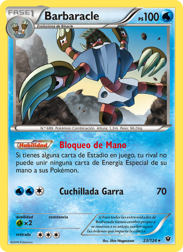 Barbaracle 23 — Destinos Enfrentados (Spanish Pokémon TCG card)