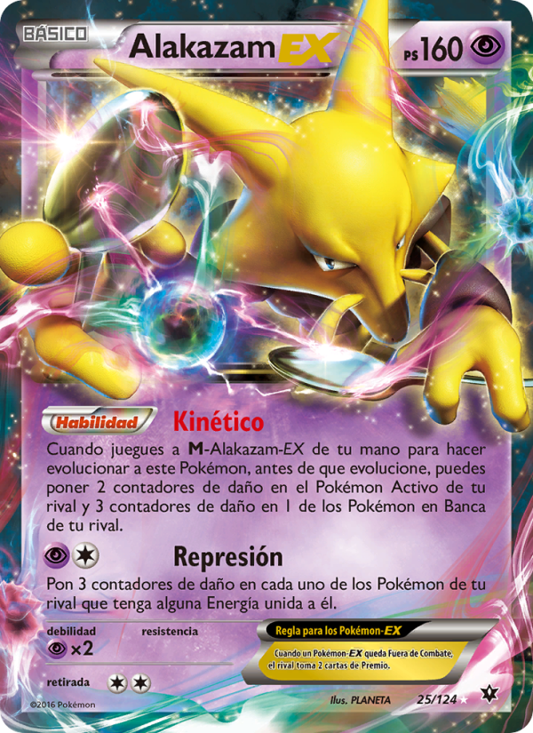 Alakazam EX 25 — Destinos Enfrentados (Spanish Pokémon TCG card)