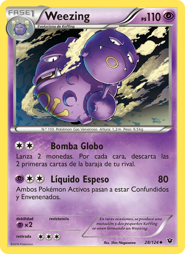 Weezing 28 — Destinos Enfrentados (Spanish Pokémon TCG card)