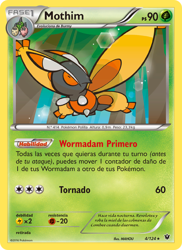 Mothim 4 — Destinos Enfrentados (Spanish Pokémon TCG card)