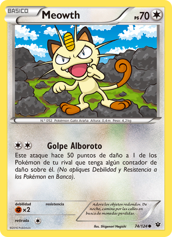 Meowth 74 — Destinos Enfrentados (Spanish Pokémon TCG card)