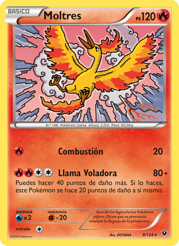 Moltres 9 — Destinos Enfrentados (Spanish Pokémon TCG card)