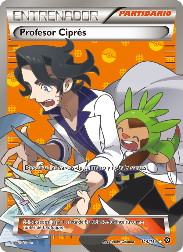 Profesor Ciprés 114 — Asedio de Vapor (Spanish Pokémon TCG card)