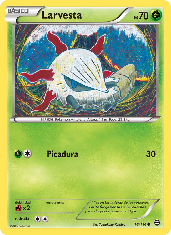 Larvesta 14 — Asedio de Vapor (Spanish Pokémon TCG card)