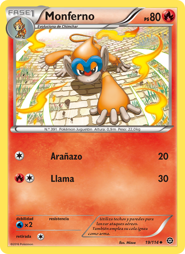 Monferno 19 — Asedio de Vapor (Spanish Pokémon TCG card)