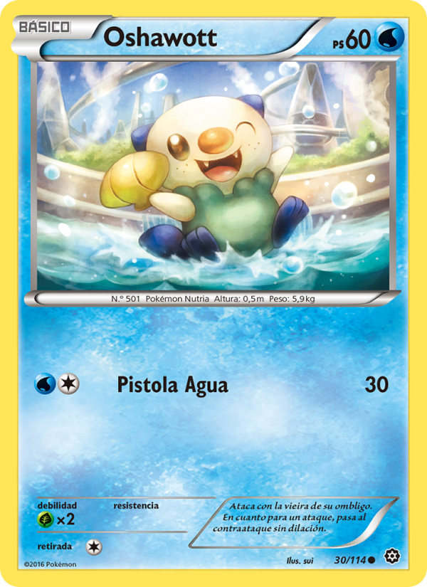 Oshawott 30 — Asedio de Vapor (Spanish Pokémon TCG card)