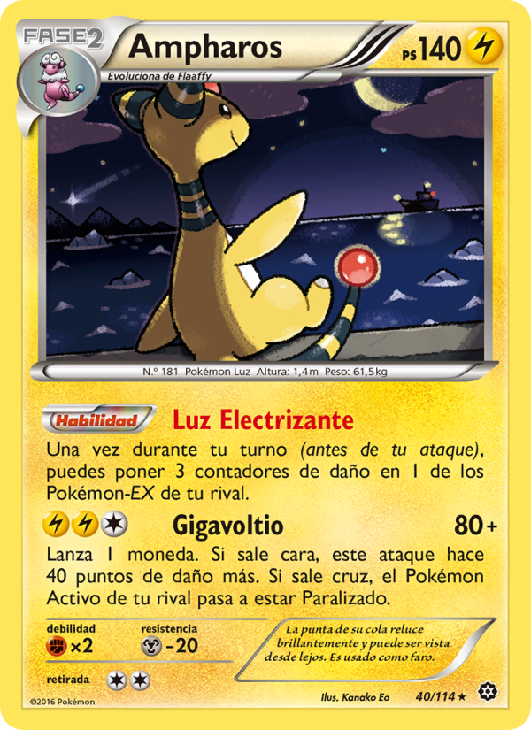 Ampharos 40 — Asedio de Vapor (Spanish Pokémon TCG card)