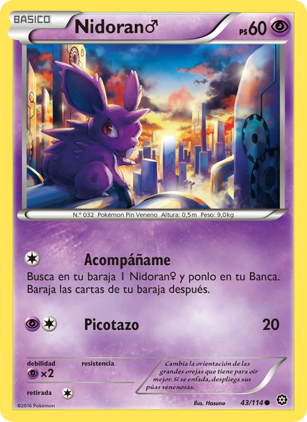 Nidoran♂ 43 — Asedio de Vapor (Spanish Pokémon TCG card)