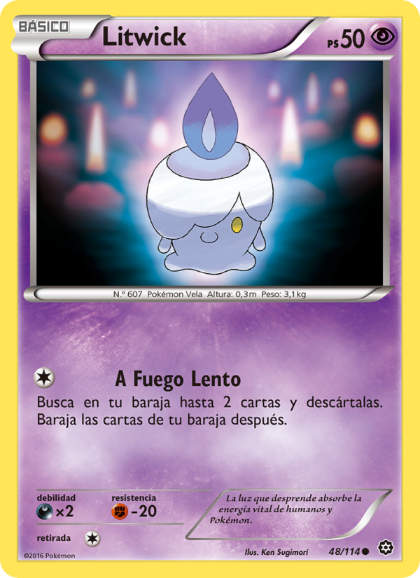 Litwick 48 — Asedio de Vapor (Spanish Pokémon TCG card)
