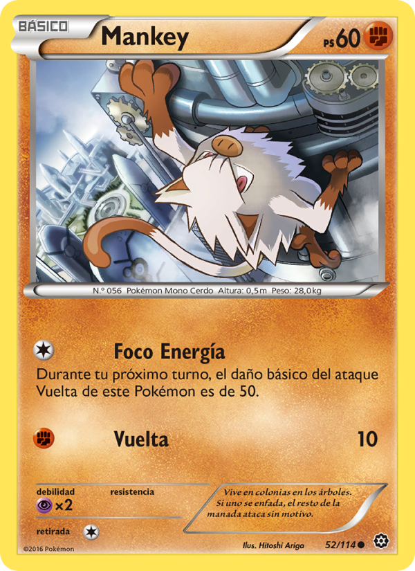 Mankey 52 — Asedio de Vapor (Spanish Pokémon TCG card)