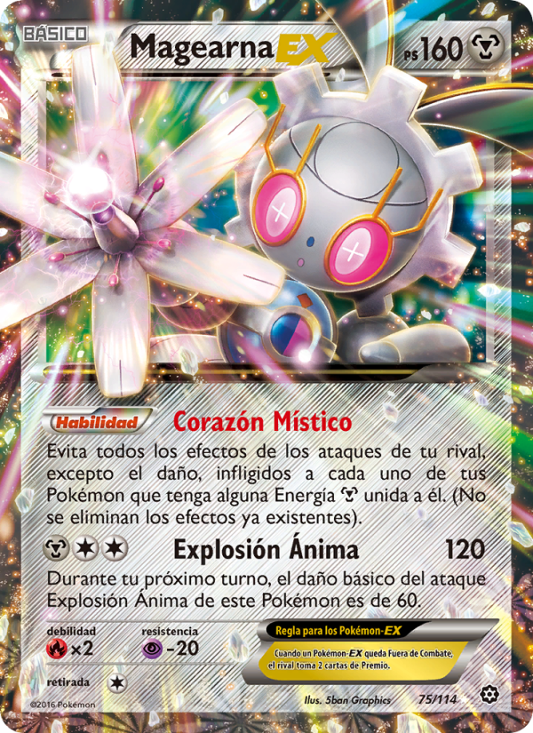 Magearna EX 75 — Asedio de Vapor (Spanish Pokémon TCG card)