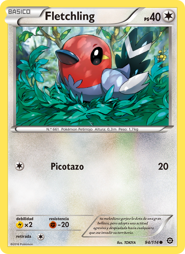 Fletchling 94 — Asedio de Vapor (Spanish Pokémon TCG card)