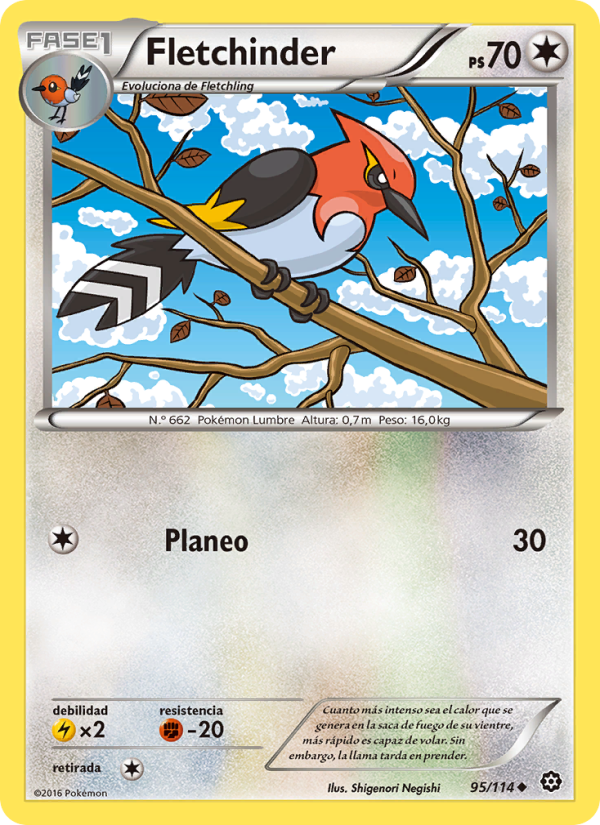 Fletchinder 95 — Asedio de Vapor (Spanish Pokémon TCG card)