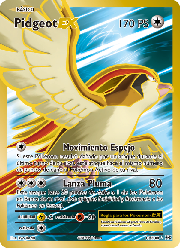 Pidgeot EX 104 — Evoluciones (Spanish Pokémon TCG card)