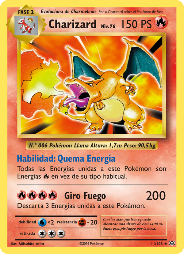 Charizard 11 — Evoluciones (Spanish Pokémon TCG card)