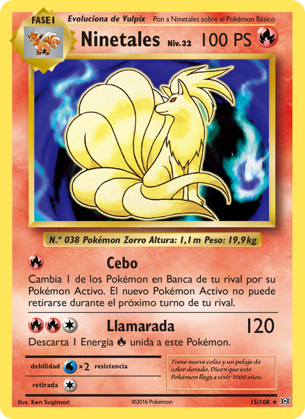 Ninetales 15 — Evoluciones (Spanish Pokémon TCG card)