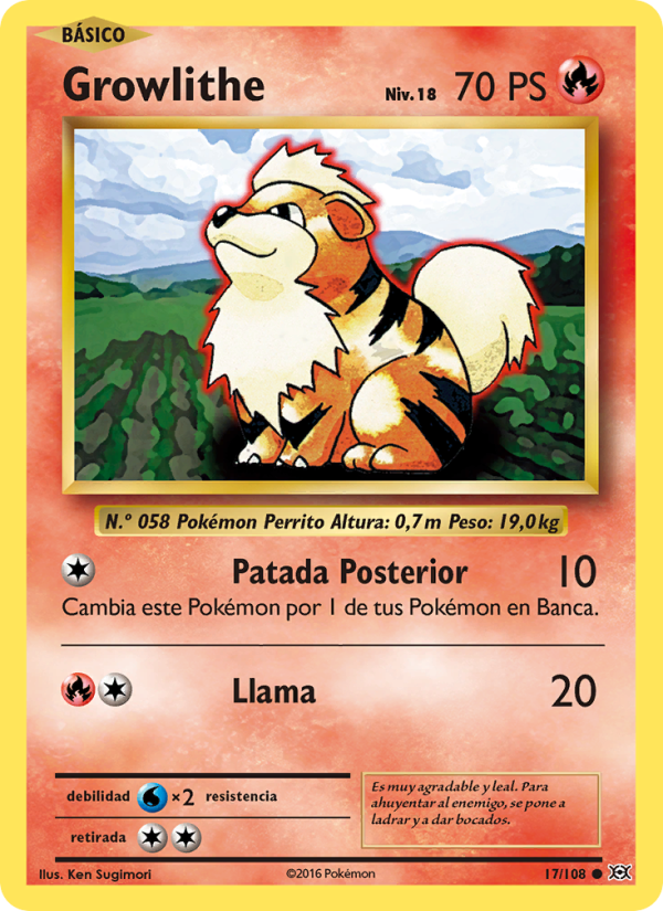 Growlithe 17 — Evoluciones (Spanish Pokémon TCG card)