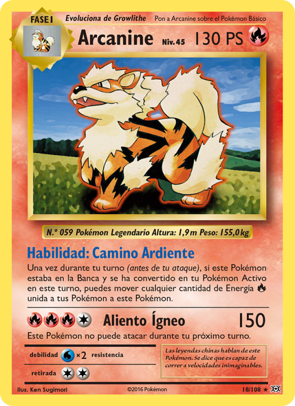 Arcanine 18 — Evoluciones (Spanish Pokémon TCG card)