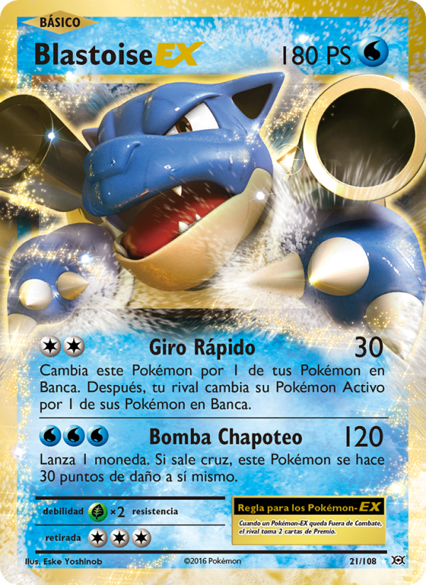 Blastoise EX 21 — Evoluciones (Spanish Pokémon TCG card)