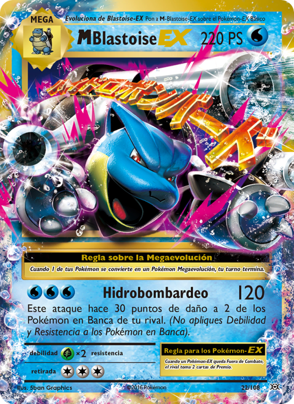 M-Blastoise EX 22 — Evoluciones (Spanish Pokémon TCG card)
