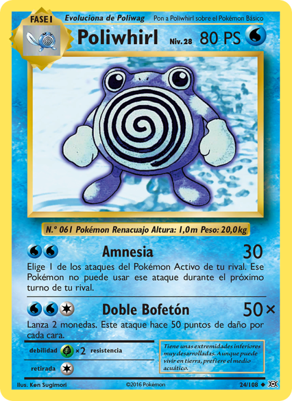 Poliwhirl 24 — Evoluciones (Spanish Pokémon TCG card)