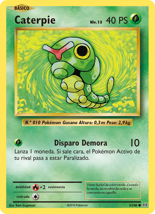 Caterpie 3 — Evoluciones (Spanish Pokémon TCG card)