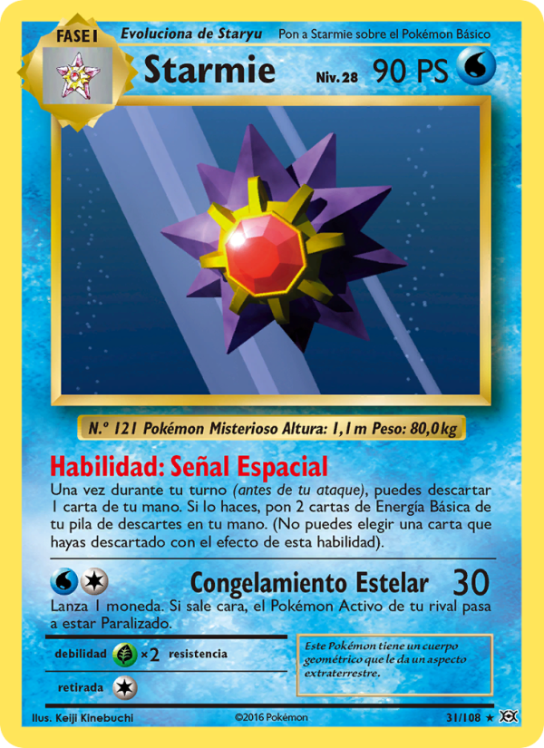 Starmie 31 — Evoluciones (Spanish Pokémon TCG card)